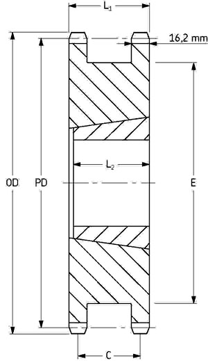 Звездочка PHS 16B-1DHSTBH13